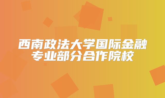 西南政法大学国际金融专业部分合作院校