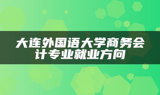 大连外国语大学商务会计专业就业方向