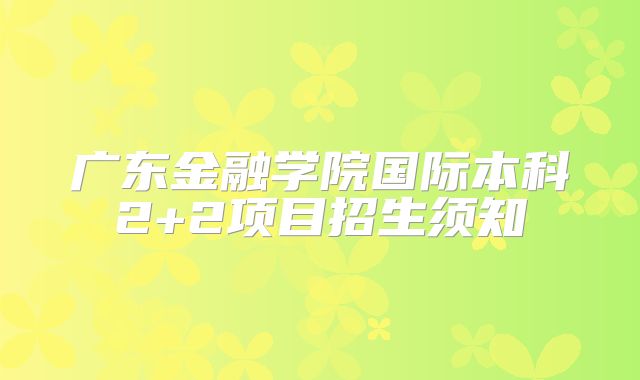 广东金融学院国际本科2+2项目招生须知