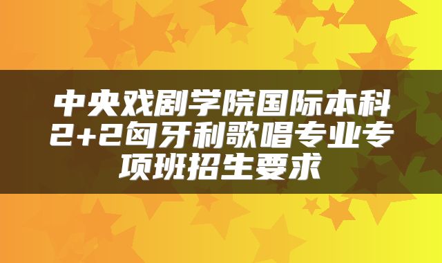 中央戏剧学院国际本科2+2匈牙利歌唱专业专项班招生要求