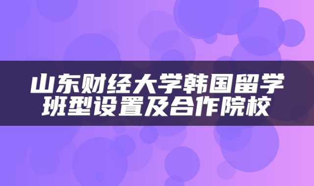 山东财经大学韩国留学班型设置及合作院校