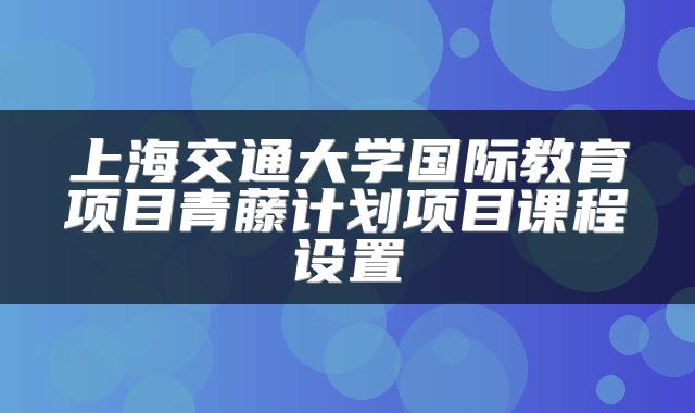 上海交通大学国际教育项目青藤计划项目课程设置