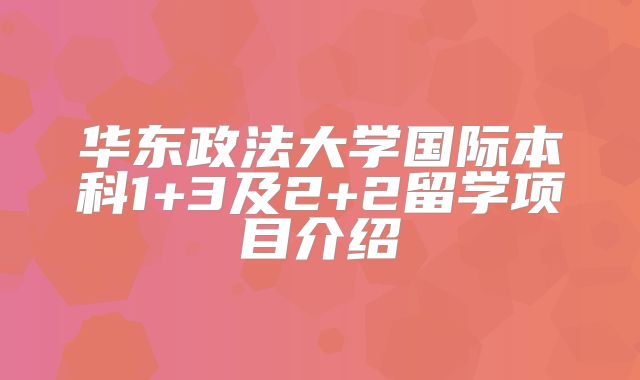 华东政法大学国际本科1+3及2+2留学项目介绍