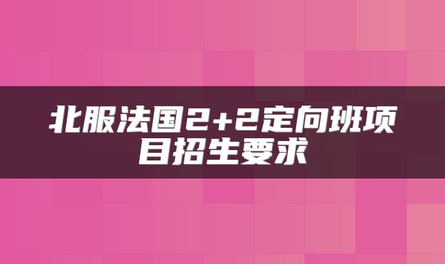 北服法国2+2定向班项目招生要求