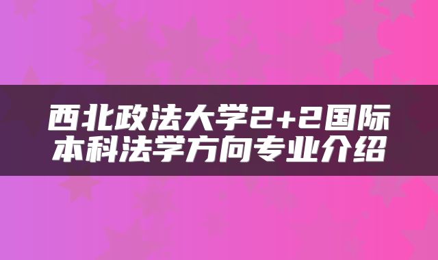 西北政法大学2+2国际本科法学方向专业介绍