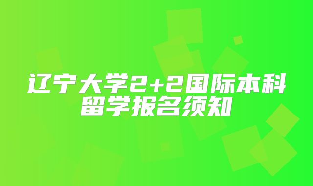 辽宁大学2+2国际本科留学报名须知