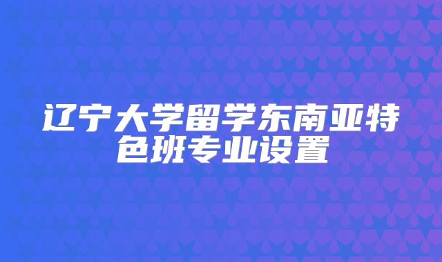 辽宁大学留学东南亚特色班专业设置