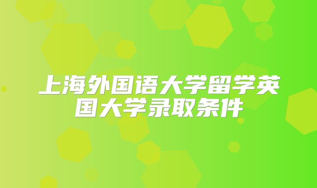 上海外国语大学留学英国大学录取条件