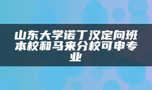 山东大学诺丁汉定向班本校和马来分校可申专业