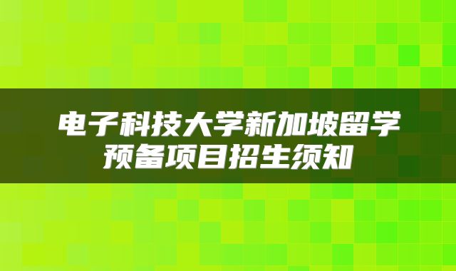 电子科技大学新加坡留学预备项目招生须知