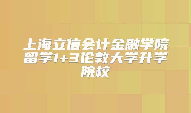 上海立信会计金融学院留学1+3伦敦大学升学院校