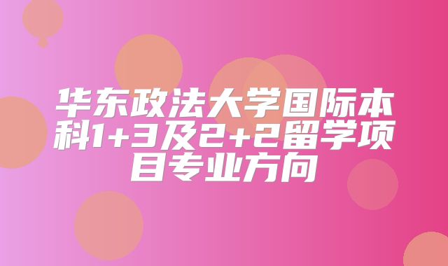 华东政法大学国际本科1+3及2+2留学项目专业方向
