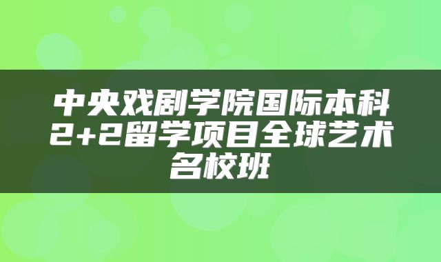 中央戏剧学院国际本科2+2留学项目全球艺术名校班
